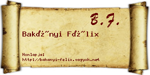 Bakányi Félix névjegykártya